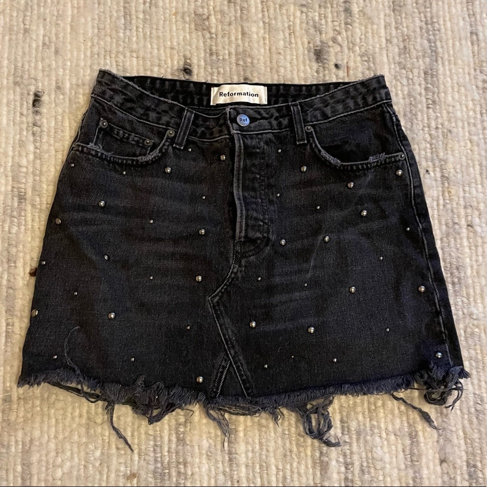 Reformation Black Jean Skirt, Sz 29